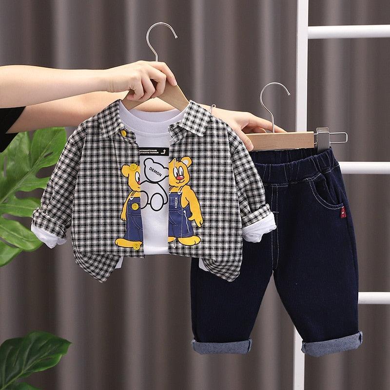 Conjunto Urso Camisa Xadrez 3 Peças