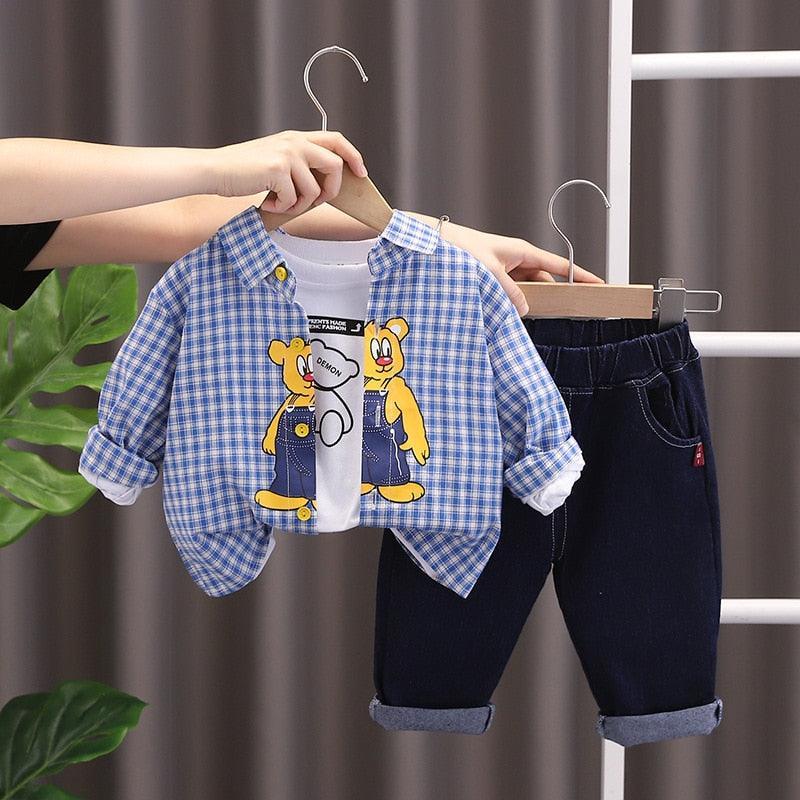 Conjunto Urso Camisa Xadrez 3 Peças