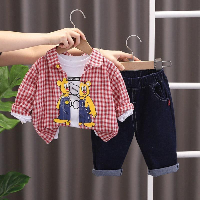 Conjunto Urso Camisa Xadrez 3 Peças