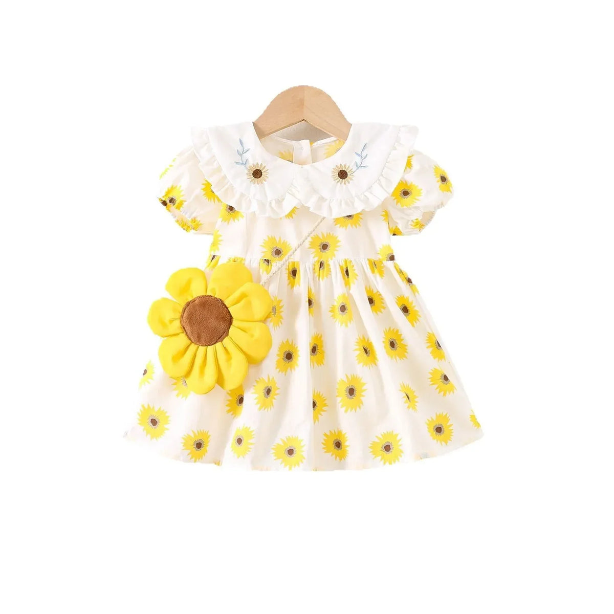 Vestido Infantil Verão Girassol + Adereço